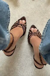 Nisantasi Shoes Mery LEO Satin Ankle Strap Women Heels Sandals - Image 7
