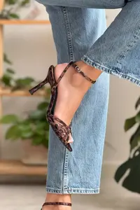 Nisantasi Shoes Mery LEO Satin Ankle Strap Women Heels Sandals - Image 9