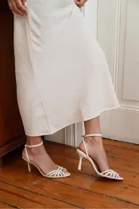 Nisantasi Shoes Mery PEARL MATTE Ankle Tied Women Heels Sandals - Image 2