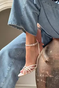 Nisantasi Shoes Mery PEARL MATTE Ankle Tied Women Heels Sandals - Image 7