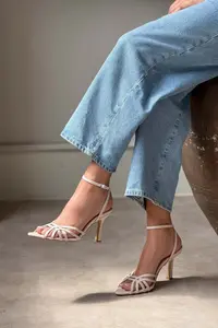 Nisantasi Shoes Mery PEARL MATTE Ankle Tied Women Heels Sandals - Image 8