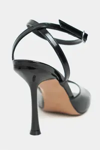 Nisantasi Shoes Charms Black Patent Bilek Belt Detailed Women Thin Heels Shoes - Image 8