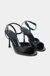 Nisantasi Shoes Charms Black Patent Bilek Belt Detailed Women Thin Heels Shoes - Image 9