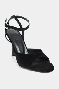 Nisantasi Shoes Charms Black Velvet Bilek Belt Detailed Women Thin Heels Shoes - Image 4