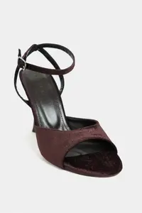 Nisantasi Shoes Charms Brown Velvet Bilek Belt Detailed Women Thin Heels Shoes - Image 4