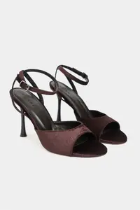 Nisantasi Shoes Charms Brown Velvet Bilek Belt Detailed Women Thin Heels Shoes - Image 6