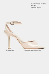 Nisantasi Shoes Charms Nude Patent Bilek Belt Detailed Women Thin Heels Shoes - Image 5