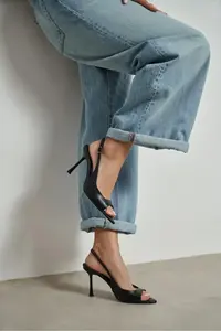 Nisantasi Shoes Maia Black MATTE Pointed toe Front Light Thin Heels Women Shoes - Image 7