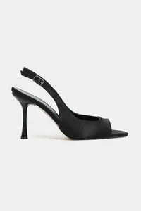 Nisantasi Shoes Maia Black Satin Pointed Toe Front Light Thin Heels Women Shoes - Image 3