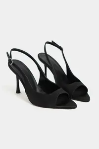 Nisantasi Shoes Maia Black Satin Pointed Toe Front Light Thin Heels Women Shoes - Image 6