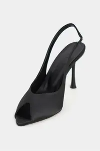 Nisantasi Shoes Betty Black Satin Burnu Light Women Heels Shoes - Image 3