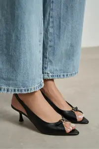 Nisantasi Shoes Rone Black MATTE Pointed toe Front Light with buckle Thin Heels Women Shoes - Image 8