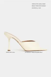 Nisantasi Shoes RODI BUTTER YELLOW MATTE Pointed toe Women Thin Heels Slippers - Image 2