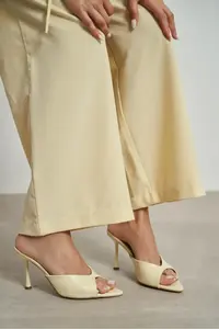 Nisantasi Shoes RODI BUTTER YELLOW MATTE Pointed toe Women Thin Heels Slippers - Image 6