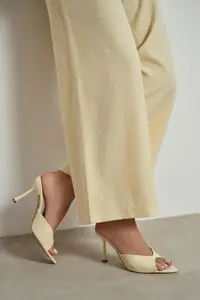 Nisantasi Shoes RODI BUTTER YELLOW MATTE Pointed toe Women Thin Heels Slippers - Image 8