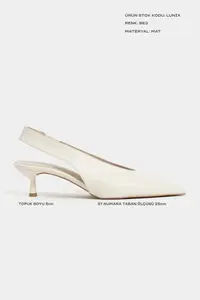 Nisantasi Shoes LUNIX BEIGE MATTE Pointed toe Slingback Thin Heels Women Shoes - Image 2