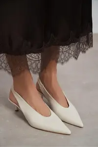Nisantasi Shoes LUNIX BEIGE MATTE Pointed toe Slingback Thin Heels Women Shoes - Image 8