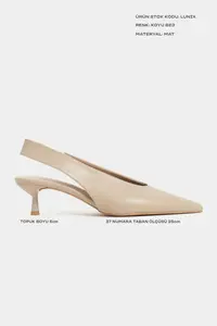 Nisantasi Shoes LUNIX DARK BEIGE MATTE Pointed toe Slingback Thin Heels Women Shoes - Image 2