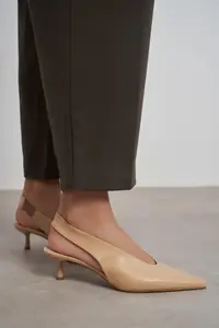 Nisantasi Shoes LUNIX Nude MATTE Pointed toe Slingback Thin Heels Women Shoes - Image 8