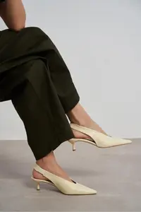 Nisantasi Shoes LUNIX BUTTER YELLOW MATTE Pointed toe Slingback Thin Heels Women Shoes - Image 7