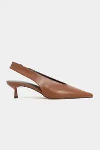 Nisantasi Shoes LUNIX Tan MATTE Pointed toe Slingback Thin Heels Women Shoes