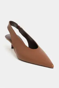 Nisantasi Shoes LUNIX Tan MATTE Pointed toe Slingback Thin Heels Women Shoes - Image 3