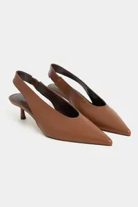 Nisantasi Shoes LUNIX Tan MATTE Pointed toe Slingback Thin Heels Women Shoes - Image 6