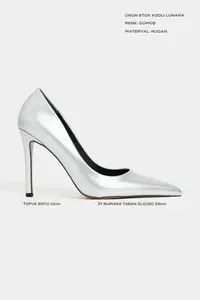 Nisantasi Shoes Lunara Silver Patent Pointed toe Women Stiletto - Image 2