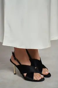 Nisantasi Shoes Zoya Black Velvet Cross Strap Thin Heels Women Sandals - Image 8
