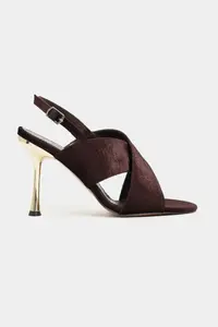 Nisantasi Shoes Zoya Brown Velvet Cross Strap Thin Heels Women Sandals - Image 3