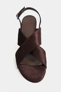 Nisantasi Shoes Zoya Brown Velvet Cross Strap Thin Heels Women Sandals - Image 4