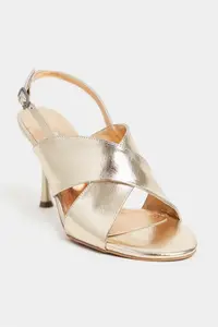 Nisantasi Shoes Zoya Gold Patterned Cross Strap Thin Heels Women Sandals - Image 4