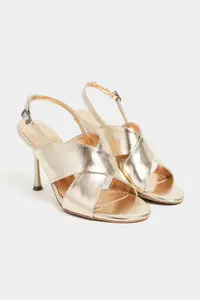 Nisantasi Shoes Zoya Gold Patterned Cross Strap Thin Heels Women Sandals - Image 6