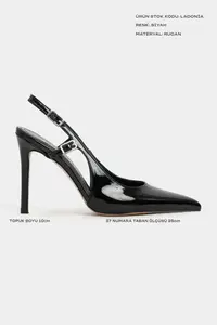 Nisantasi Shoes Ladonia Black Patent Arka Light Hair Clip Detailed Women Heels Shoes - Image 3