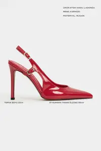 Nisantasi Shoes Ladonia Red Patent Arka Light Hair Clip Detailed Women Heels Shoes - Image 2