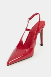 Nisantasi Shoes Ladonia Red Patent Arka Light Hair Clip Detailed Women Heels Shoes - Image 4