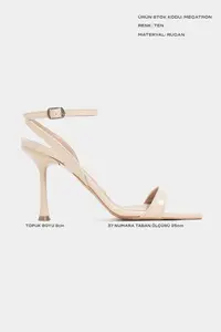 Nisantasi Shoes Megatron Nude Patent Bilek Belt Detailed Women  Thin Heels Shoes - Image 2