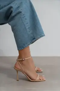 Nisantasi Shoes Megatron Nude Patent Bilek Belt Detailed Women  Thin Heels Shoes - Image 8