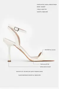 Nisantasi Shoes Megatron PEARL MATTE Bilek Belt Detailed Women  Thin Heels Shoes - Image 5