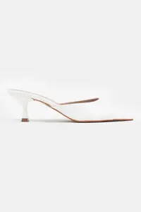 Nisantasi Shoes PROMISE White Patent Pointed toe Women Thin Heels Slippers
