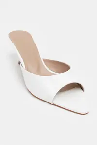 Nisantasi Shoes PROMISE White Patent Pointed toe Women Thin Heels Slippers - Image 4