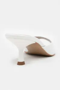 Nisantasi Shoes PROMISE White Patent Pointed toe Women Thin Heels Slippers - Image 5