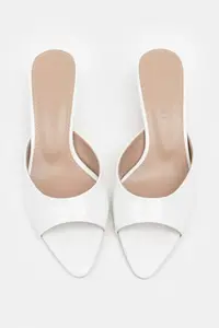 Nisantasi Shoes PROMISE White Patent Pointed toe Women Thin Heels Slippers - Image 6
