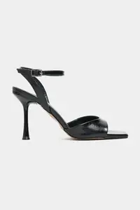 Nisantasi Shoes Cream Black Patterned Blunt Toe Ankle Belt Detailed Thin Heels Shoes