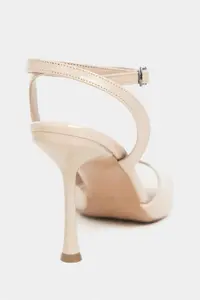 Nisantasi Shoes Cream Nude Patent Blunt Toe Ankle Belt Detailed Thin Heels Shoes - Image 4