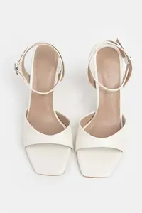 Nisantasi Shoes Cream PEARL MATTE Blunt Toe Ankle Belt Detailed Thin Heels Shoes - Image 8