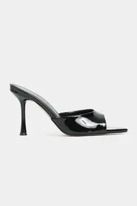 Nisantasi Shoes Renata Black Patent Light Pointed toe Women Thin Heels Slippers