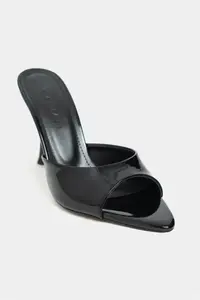 Nisantasi Shoes Renata Black Patent Light Pointed toe Women Thin Heels Slippers - Image 3