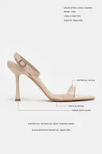 Nisantasi Shoes Sanny Nude Patent  Bilek Belt Detailed Women Thin Heels Shoes - Image 5