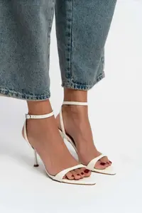 Nisantasi Shoes Sanny Pearl MATTE Bilek Belt Detailed Women Thin Heels Shoes - Image 4